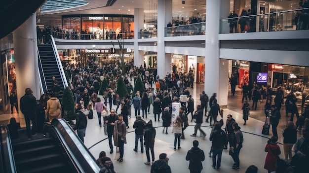 Um shopping lotado na Black Friday