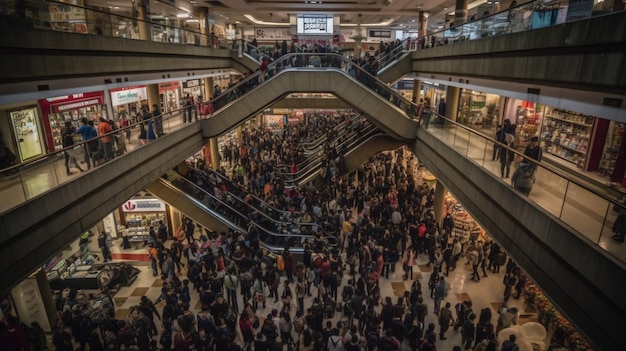 Um shopping movimentado com uma placa que diz 'londres'