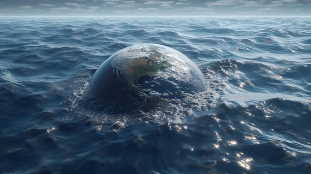 Um símbolo da necessidade urgente de abordar o aquecimento global Terra flutuando no oceano