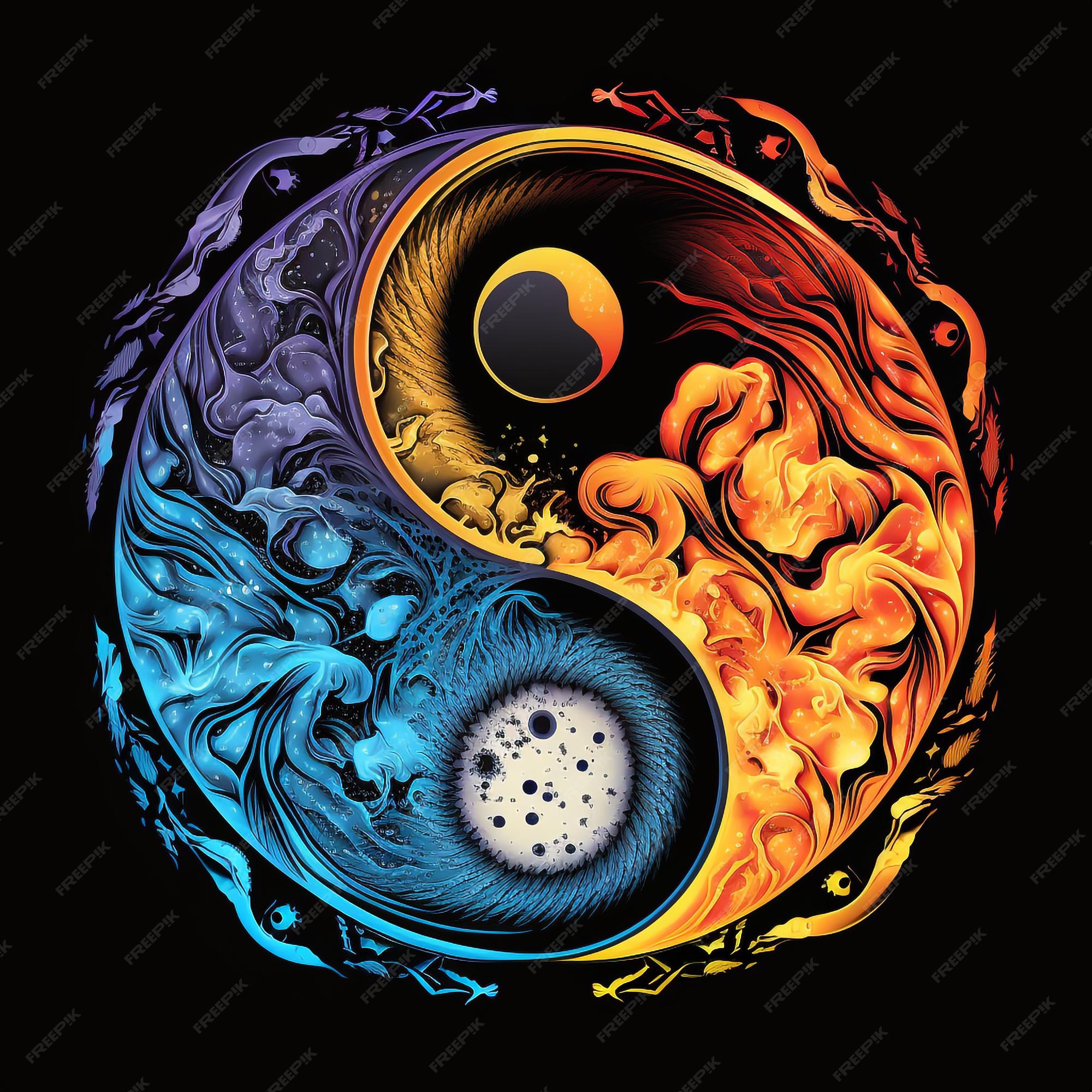 Desenho de Yin-yang pintado e colorido por Usuário não registrado