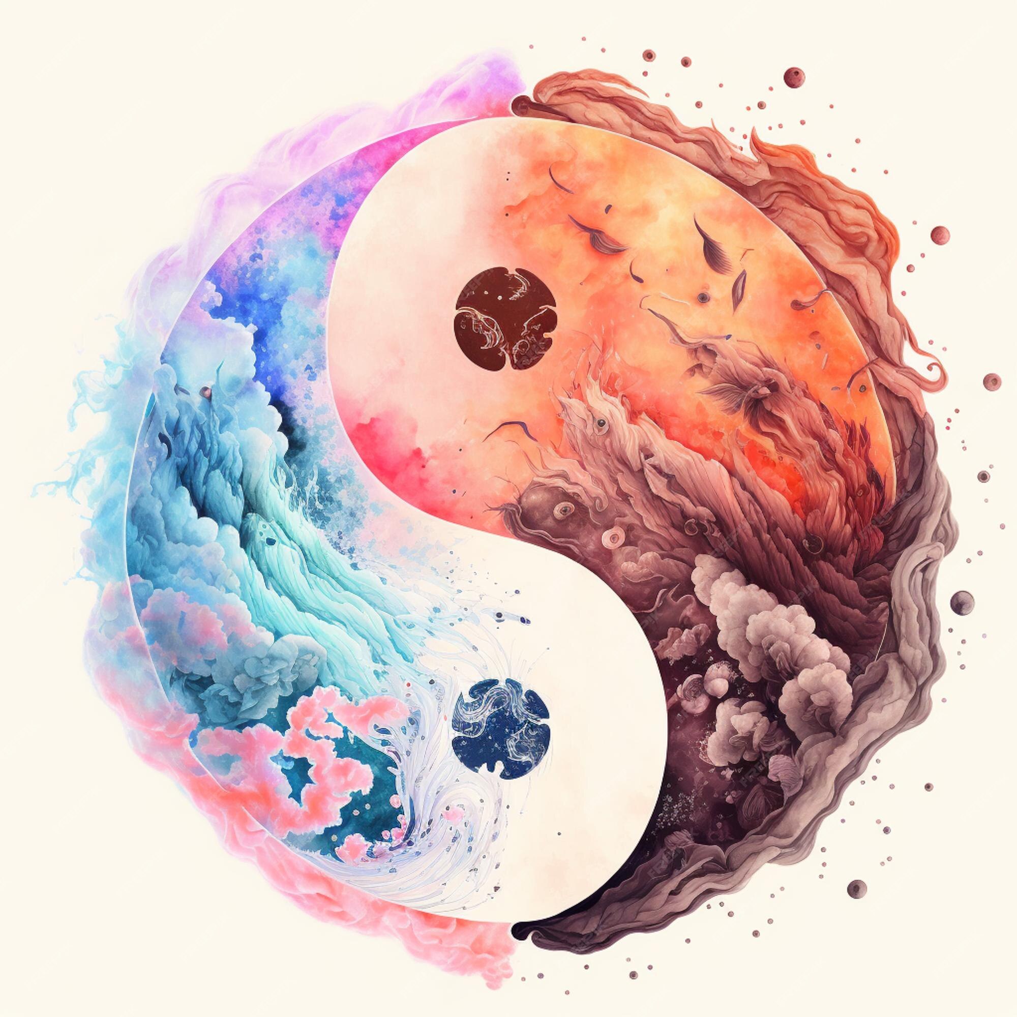 Desenho de Yin-yang pintado e colorido por Usuário não registrado