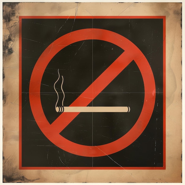 um sinal de proibição de fumar está em um quadro preto