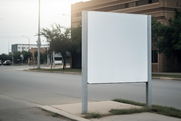 Um sinal em branco ao lado de uma estrada