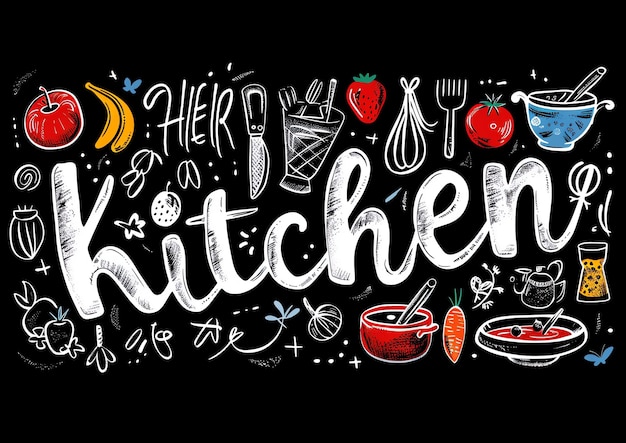 um sinal preto e branco que diz utensílios de cozinha