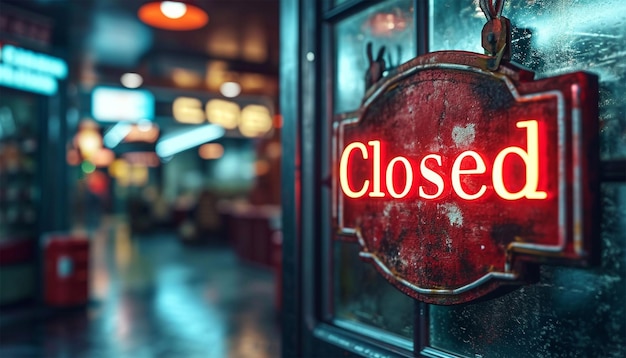 Um sinal que diz fechado Lojas fechadas devido a dificuldades financeiras e crise econômica Desculpe foram