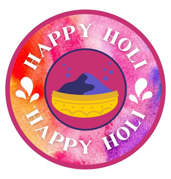 Um sinal redondo com as palavras "Feliz Holi"
