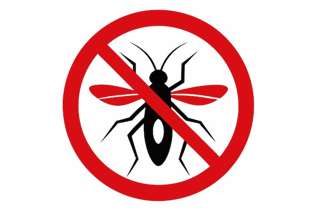 Um sinal sem mosquito com um círculo vermelho que diz "sem mosquito"