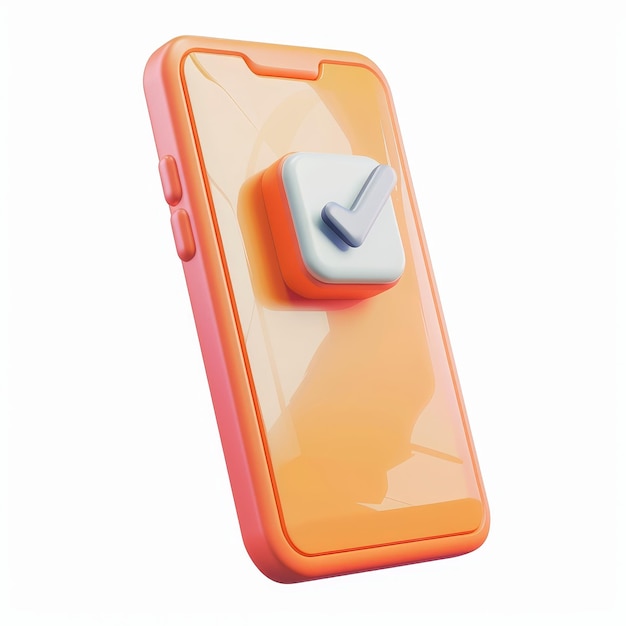 Foto um smartphone com um sinal de verificação um ícone moderno 3d um estilo minimalista de desenho animado
