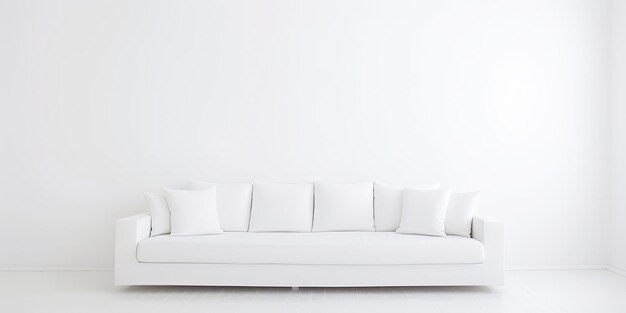 Um sofá branco num espaço branco.