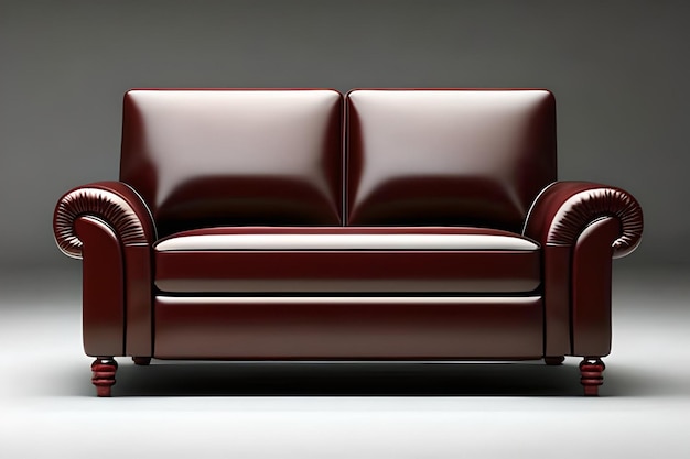 Um sofá de couro marrom com a palavra amor no topo