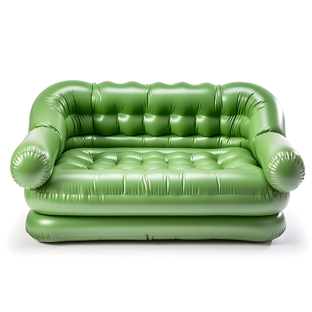 Um sofá de couro verde