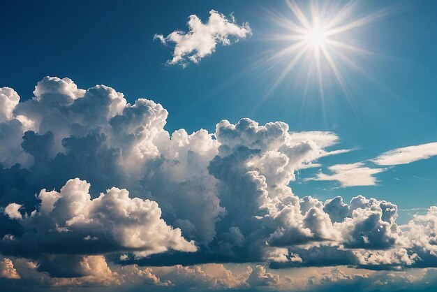Foto um sol está brilhando através de nuvens no céu
