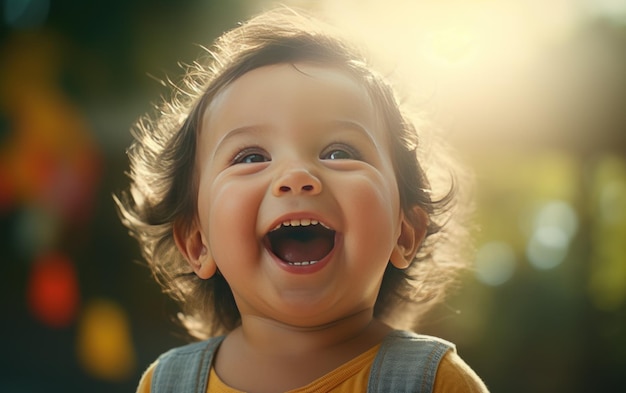 Um sorriso cativante de um bebê alegre em um retrato