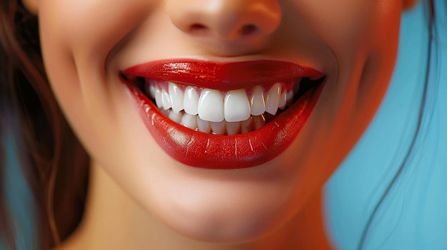 Um sorriso de mulher é mostrado com dentes brancos Ai Gerado
