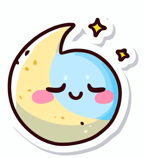 Foto um sorvete azul e amarelo com um rosto e a lua nele.