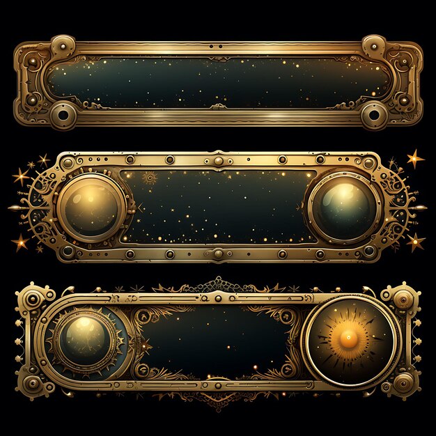 Foto um steampunk starry night frame design frame industrial gear um conceito de sobreposição de camiseta clipart 2d