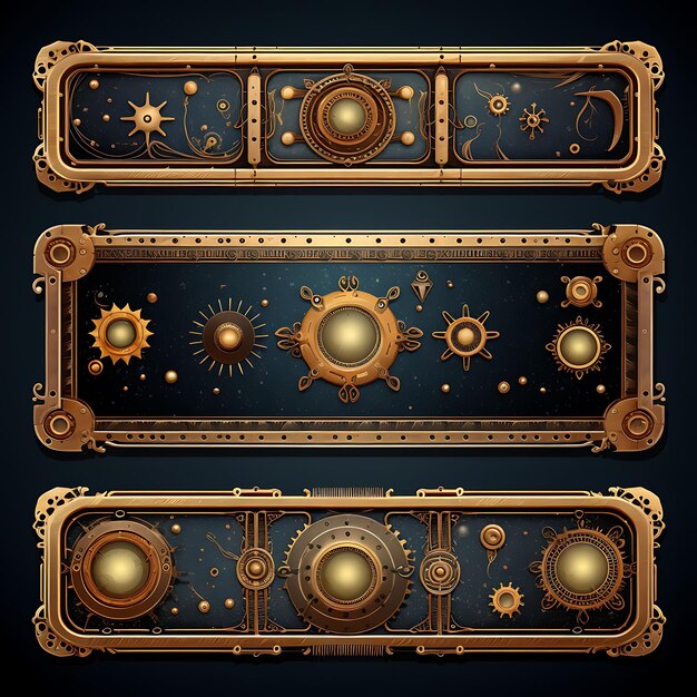 Foto um steampunk starry night frame design frame industrial gear um conceito de sobreposição de camiseta clipart 2d