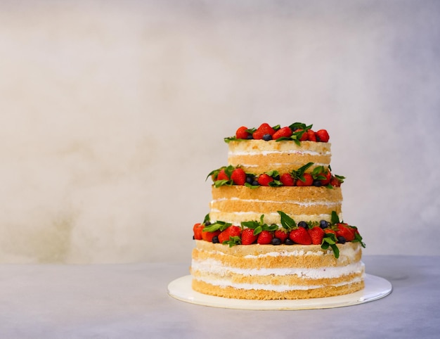 Um suntuoso bolo de casamento com biscoitos abertos e cremosos