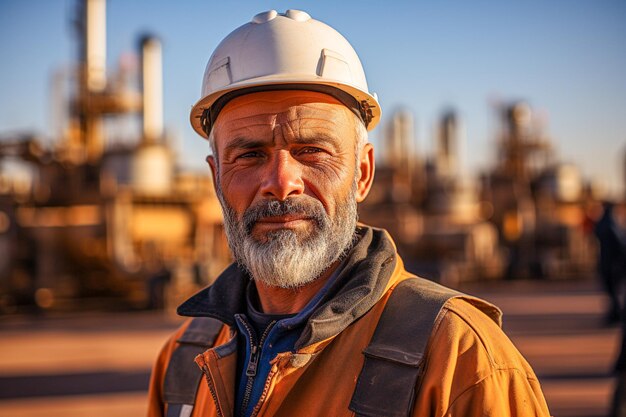 Foto um supervisor administrando um campo de petróleo no oriente médio