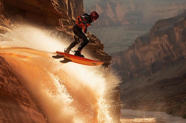 um surfista está montando uma onda no oceano