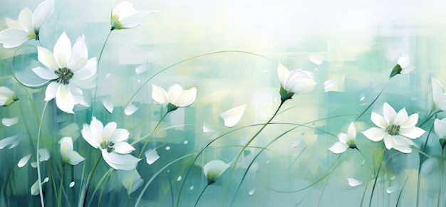 Foto um sussurro ensolarado de flores brancas uma pintura floral acrílica gentil ia generativa