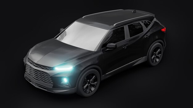 Foto um suv ultramoderno preto com um design atraente e expressivo para jovens e famílias em um iso preto