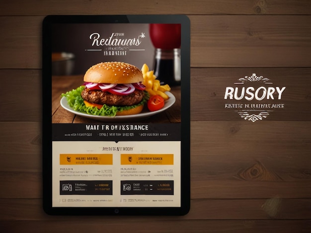 Foto um tablet com um menu para um restaurante chamado sauerkras