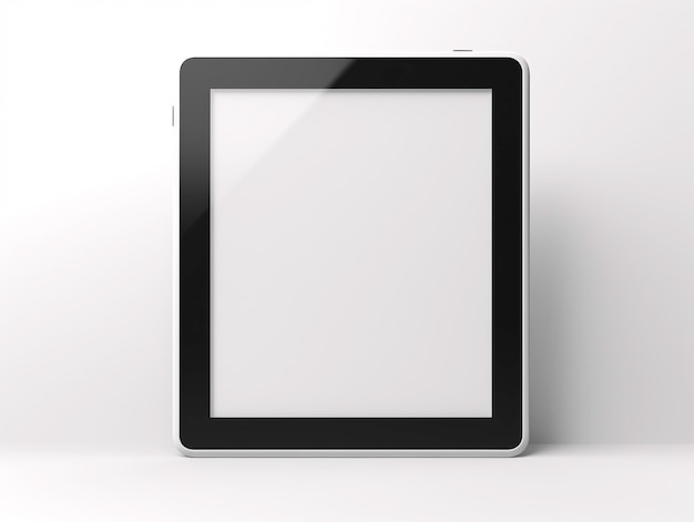 um tablet preto com uma tela branca