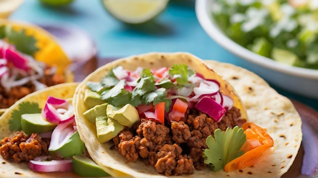 Foto um taco com muitos ingredientes.