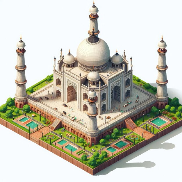 Foto um taj mahal isométrico