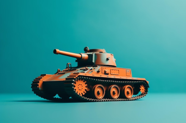 Um tanque de brinquedo com um tanque nele