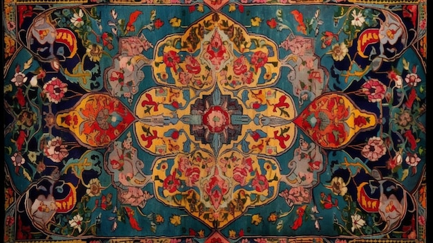 Um tapete com um desenho floral