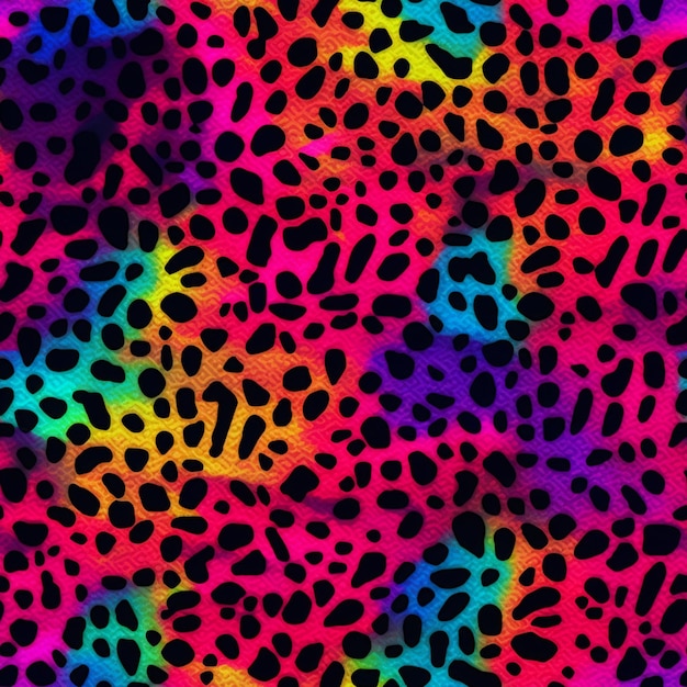 Foto um tecido colorido de impressão de leopardo com manchas pretas em um fundo rosa generativo ai