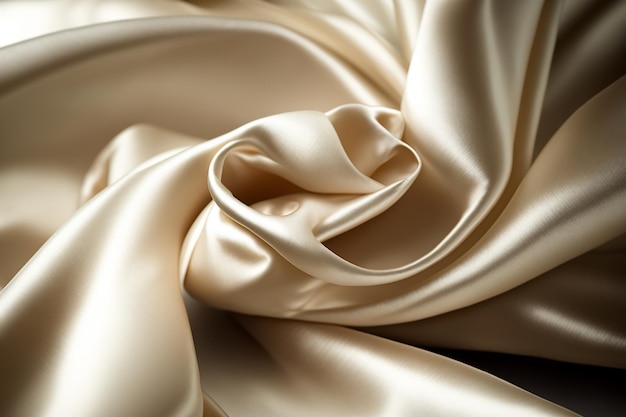 Um tecido de seda com uma fita de cetim branca.