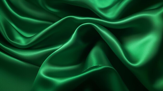 Um tecido de seda verde com uma suave onda de luz.