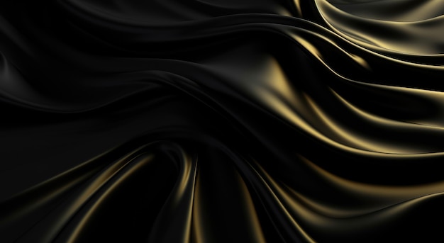 Um tecido preto e dourado com uma faixa dourada no meio.