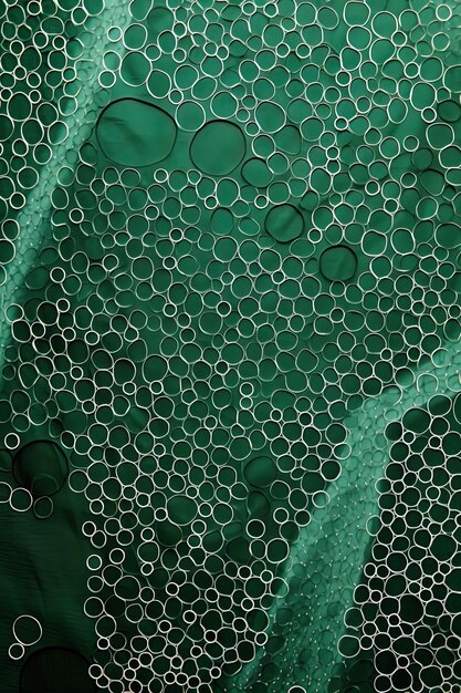 um tecido verde com círculos e pontos nele