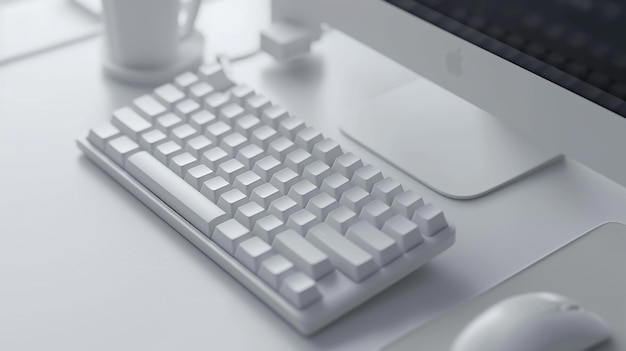 Foto um teclado de computador e um rato em uma mesa