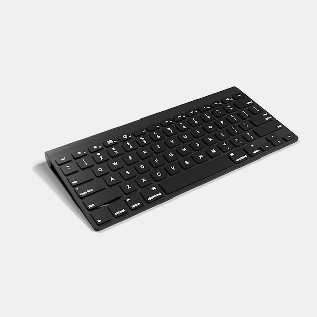 Um teclado preto com as letras f e as letras f.