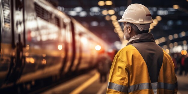 um técnico de engenharia observando uma equipe de trabalhadores em uma plataforma alta de aço Técnicos de engenharia estão observando e analisando projetos de construção inacabados