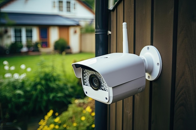 Um técnico está configurando uma câmera IP CCTV sem fio para aumentar a segurança doméstica.