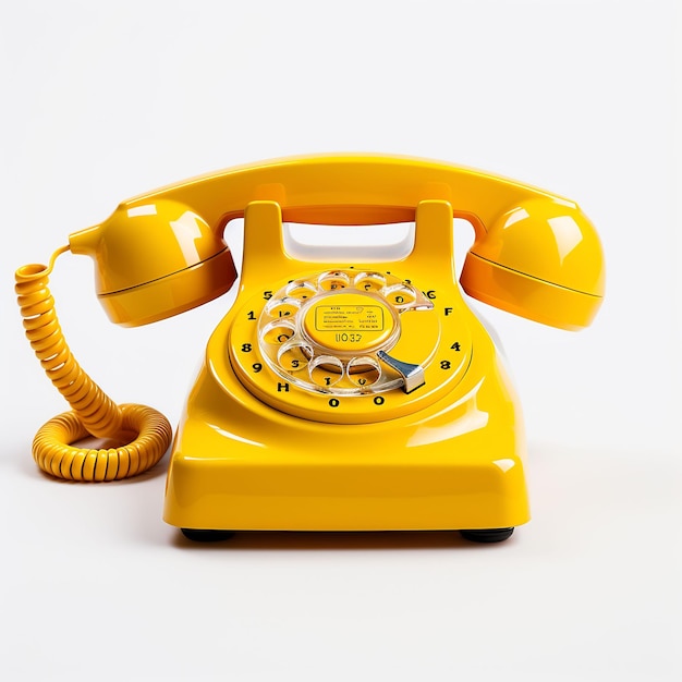 um telefone amarelo com o número 7 nele