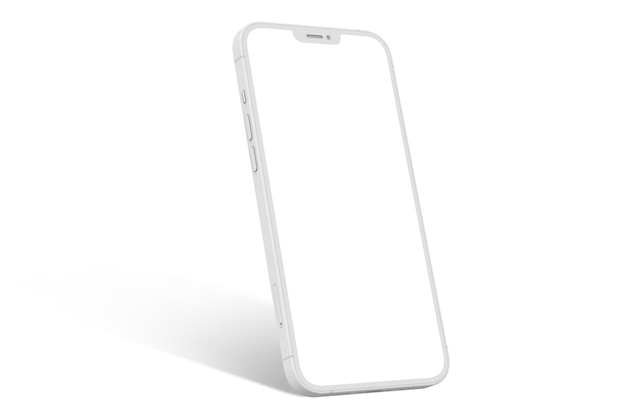 Um telefone branco com fundo branco e fundo branco.
