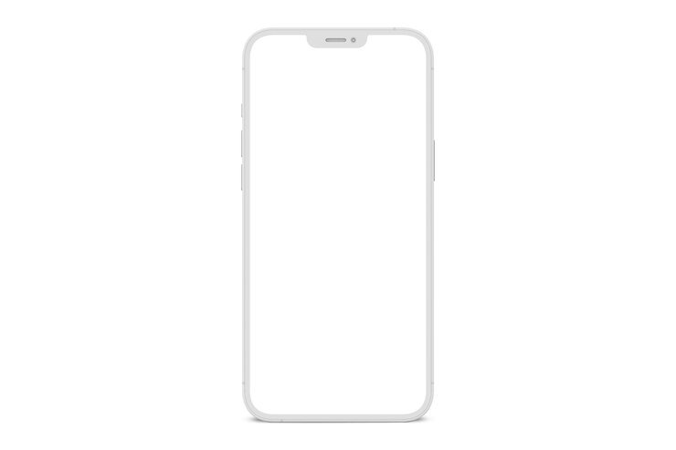 Foto um telefone branco com uma tela em branco.