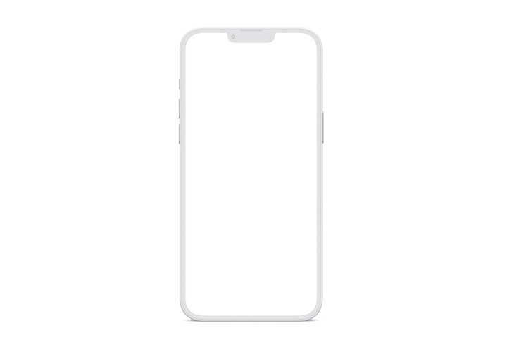Um telefone branco com uma tela em branco.