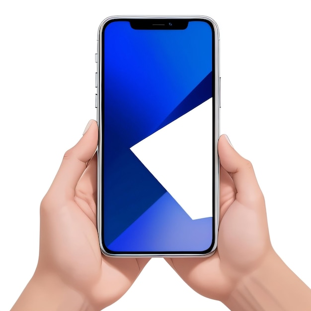 Um telefone com uma tela azul que diz'app'on it