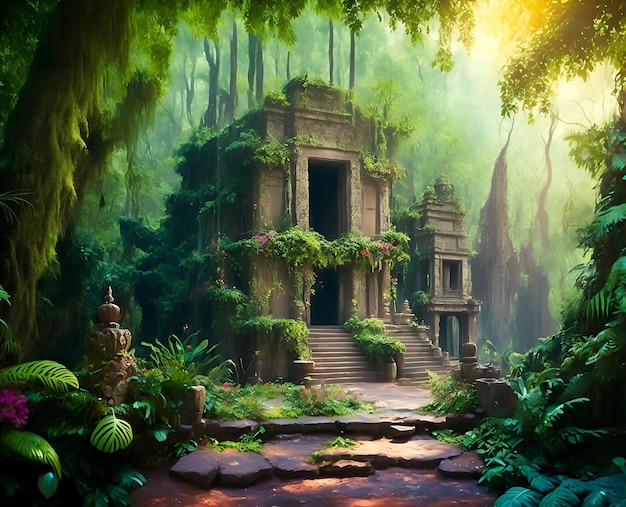 Um templo misterioso na selva