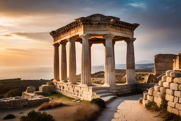 Um templo na costa de Atenas