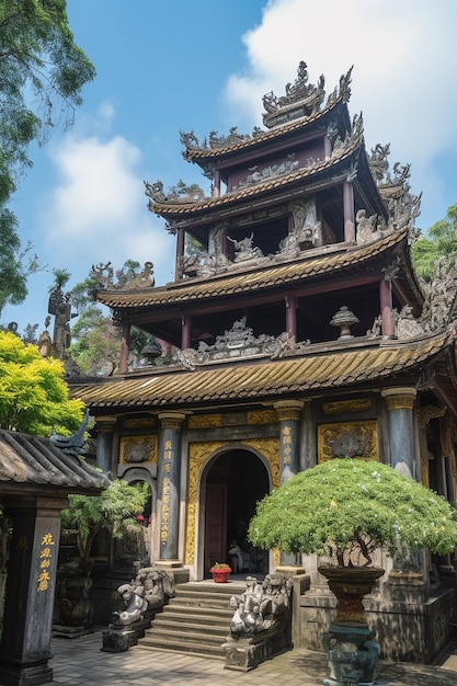 Foto um templo no jardim de um templo