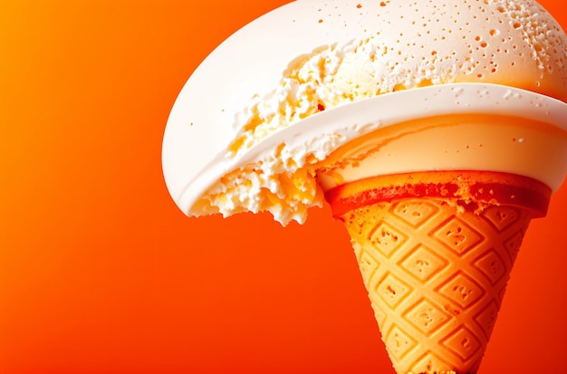 Um temptante cone de sorvete vibrante em laranja